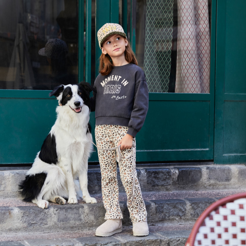 Sweat oversize molleton fille broderie fantaisie 