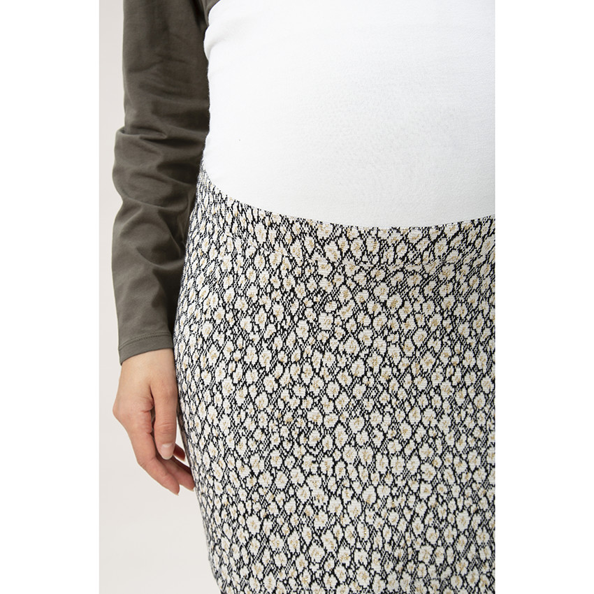 Jupe de grossesse en jacquard avec touches de doré et bandeau haut 