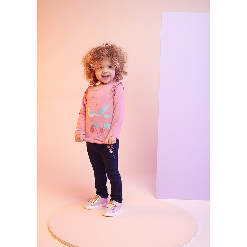 T-shirt manches longues à ruché print pailleté pour bébé fille 
