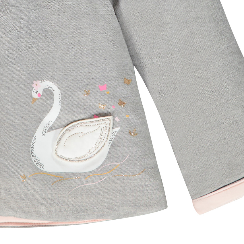 Veste à capuche en toile motif cygne pour bébé fille 