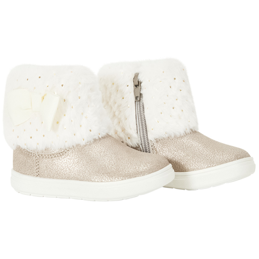 Bottines avec fausse fourrure et noeud pour bébé fille  