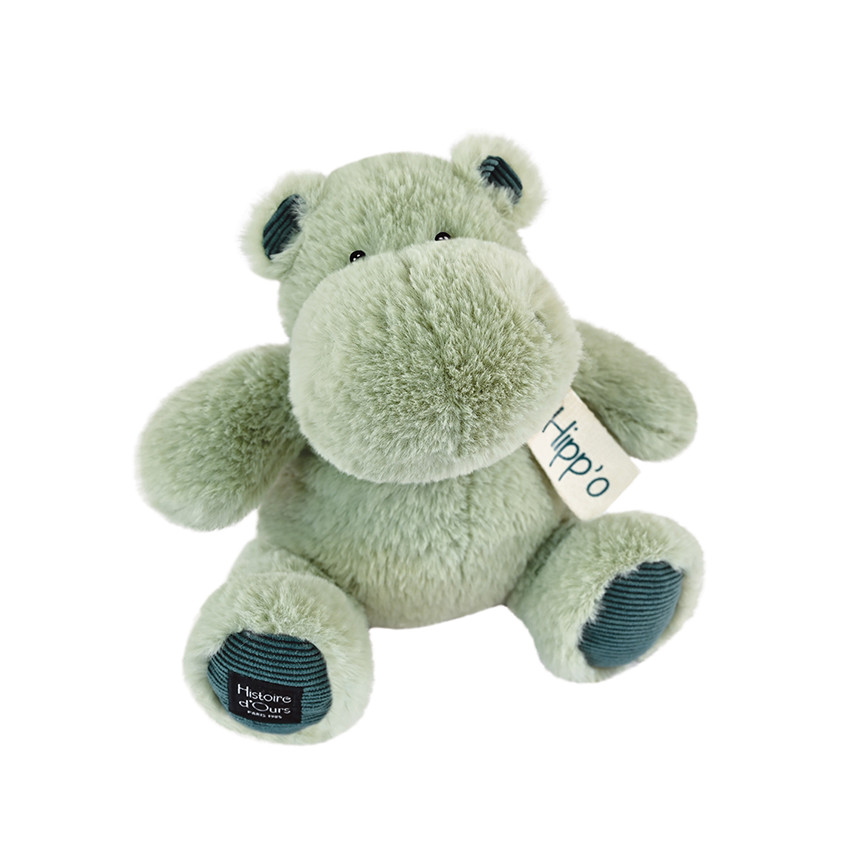 Peluche hippopotame 25 cm vert amande 