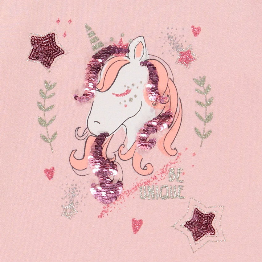T-shirt manches longues à print et sequins pour fille 