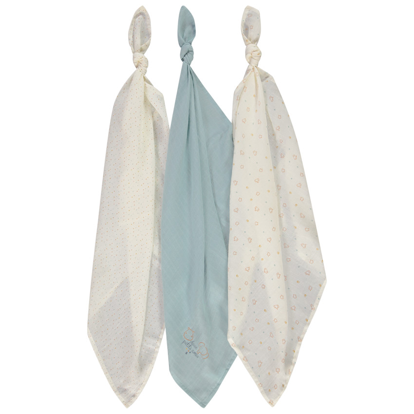 Lot de 3 langes fantaisie en tetra pour bébé 