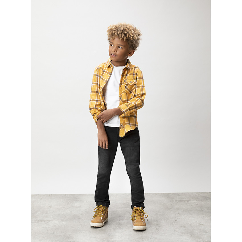 Chemise manches longues en flanelle à carreaux pour enfant garçon 