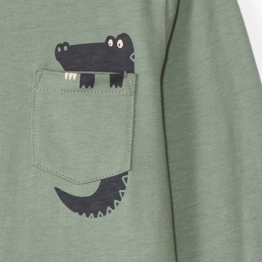 T-shirt manches longues à poche printé fantaisie pour bébé garçon  