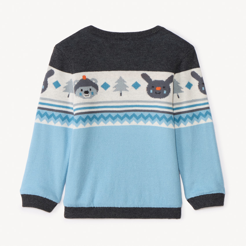 Pull en tricot jacquard doublé velours pour bébé garçon 