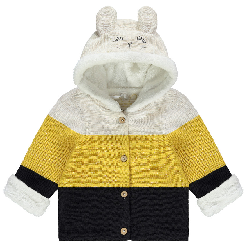Veste en tricot tricolore doublée sherpa 