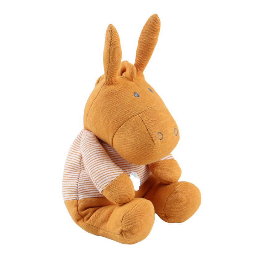 Peluche en coton bio Paco l'âne 25 cm ocre 