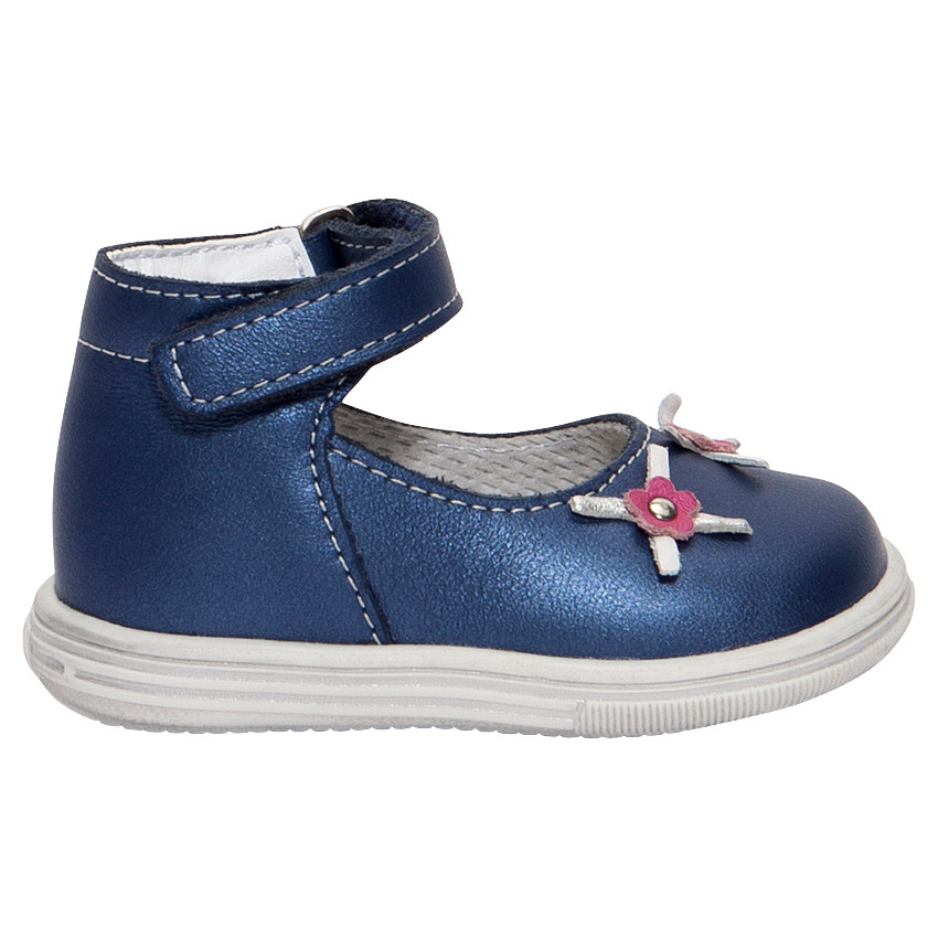Babies en cuir coloris bleu marine effet métallisé 
