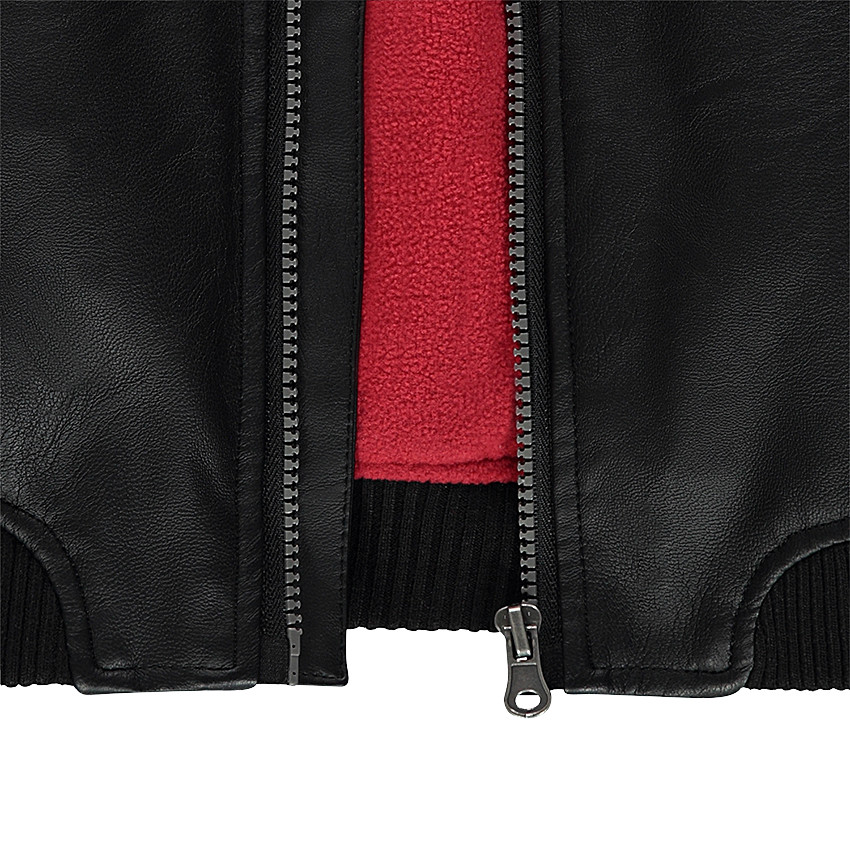 Blouson en simili cuir avec doublure en micropolaire rouge 