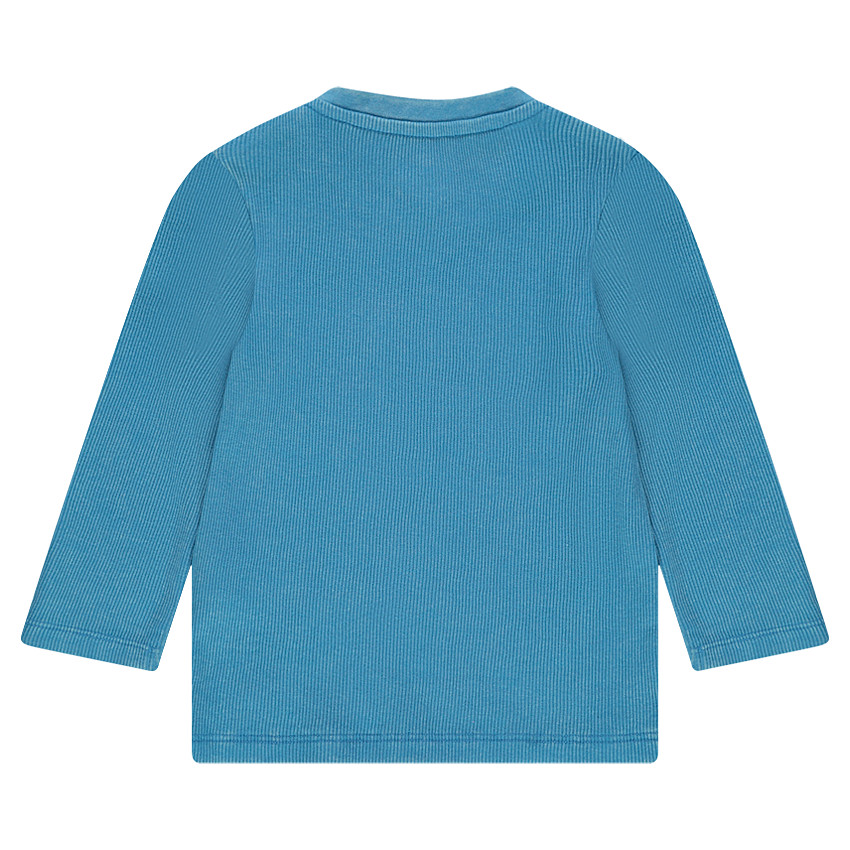 Tee-shirt manches longues côtelé avec poche plaquée 