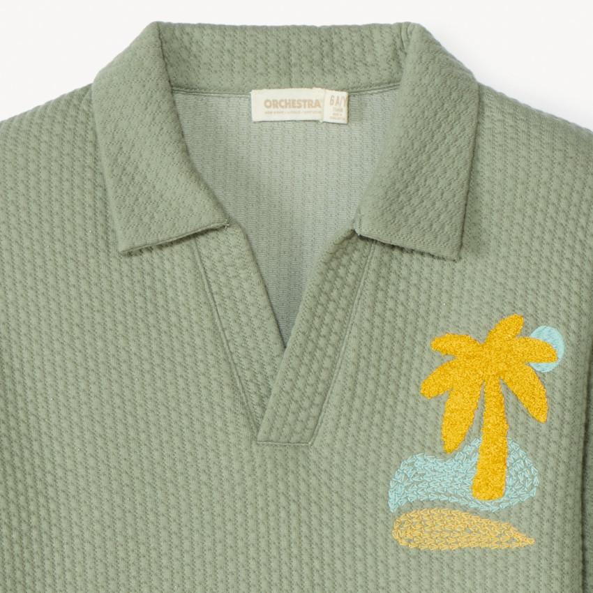 Sweat molleton effet cloqué à col polo garçon 