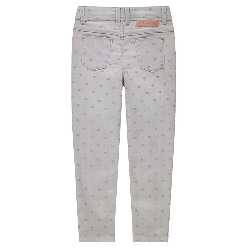 Jeans slim effet crinkle avec coeurs brillants printés all-over 