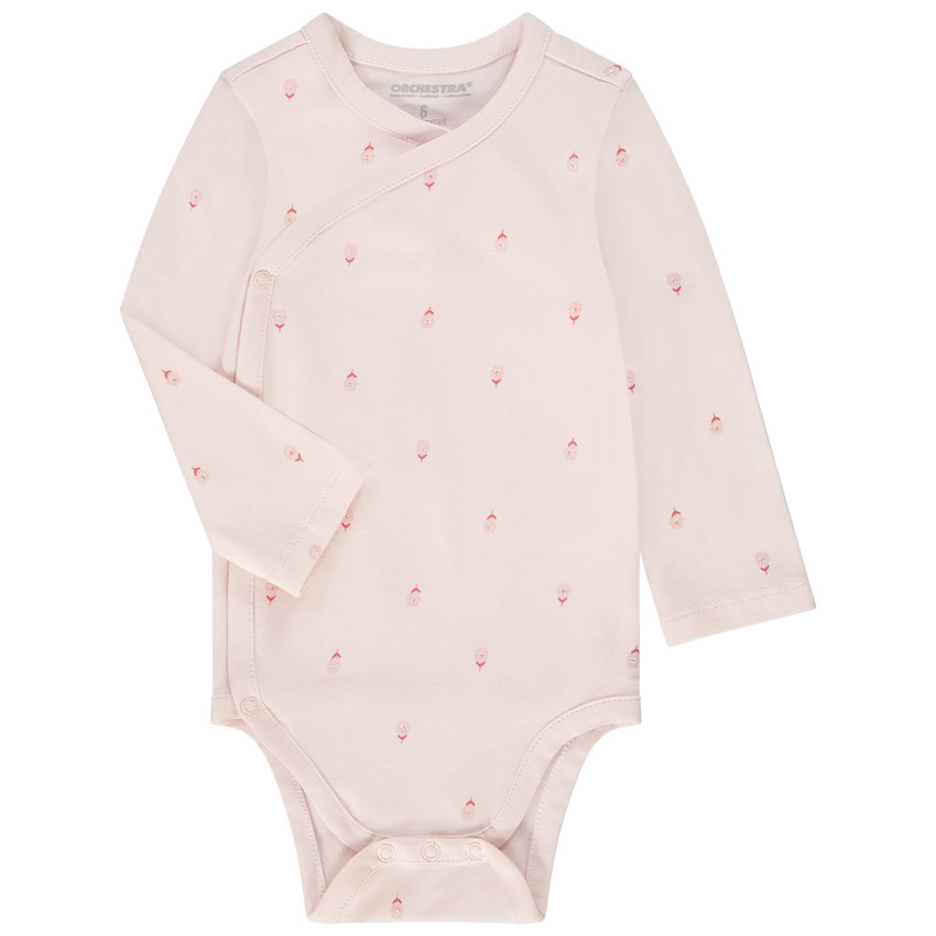 Lot de 3 bodies manches longues fantaisie pour bébé fille avec ouvertures différentes selon l'âge 