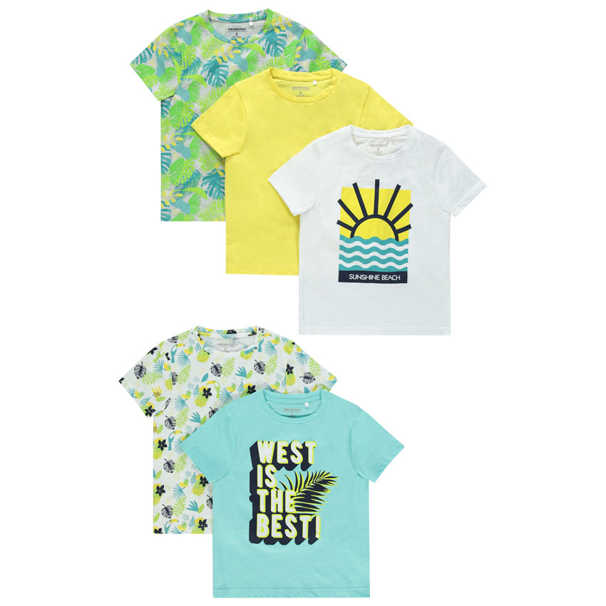 Lot de 5 t-shirts manches courtes imprimés / unis 