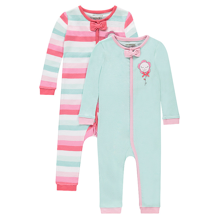 Lot de 2 dors-bien en jersey zippés 