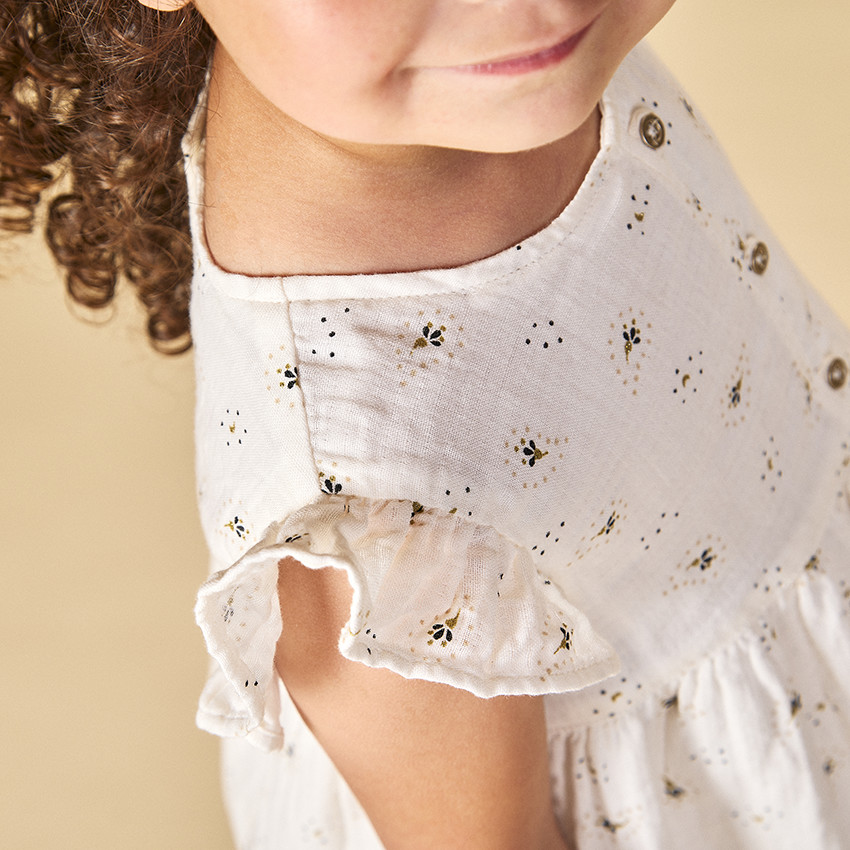 Robe manches courtes en gaze imprimée pour bébé fille 