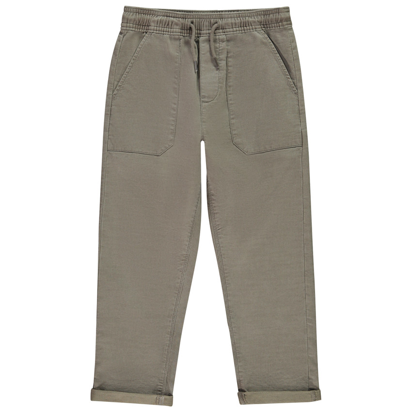 Pantalon uni en toile avec poches plaquées pour garçon  