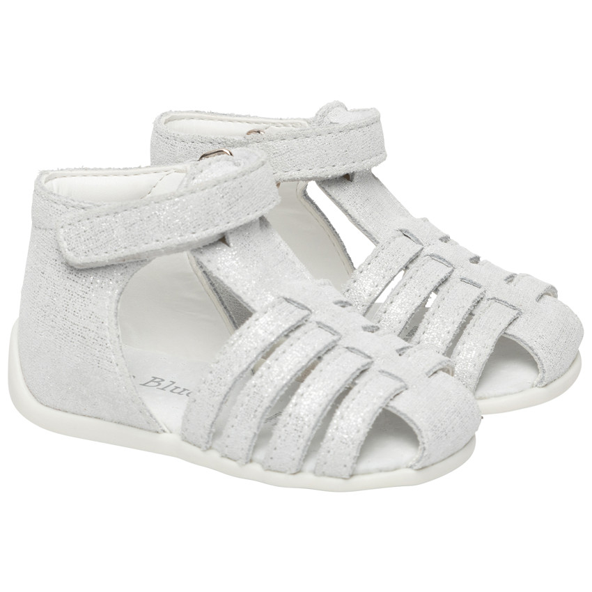 Nu-pieds velcro effet argent - Blanc  
