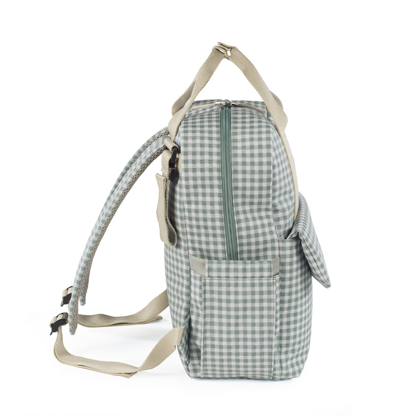 Sac à dos à langer I Love Vichy + tapis vert 