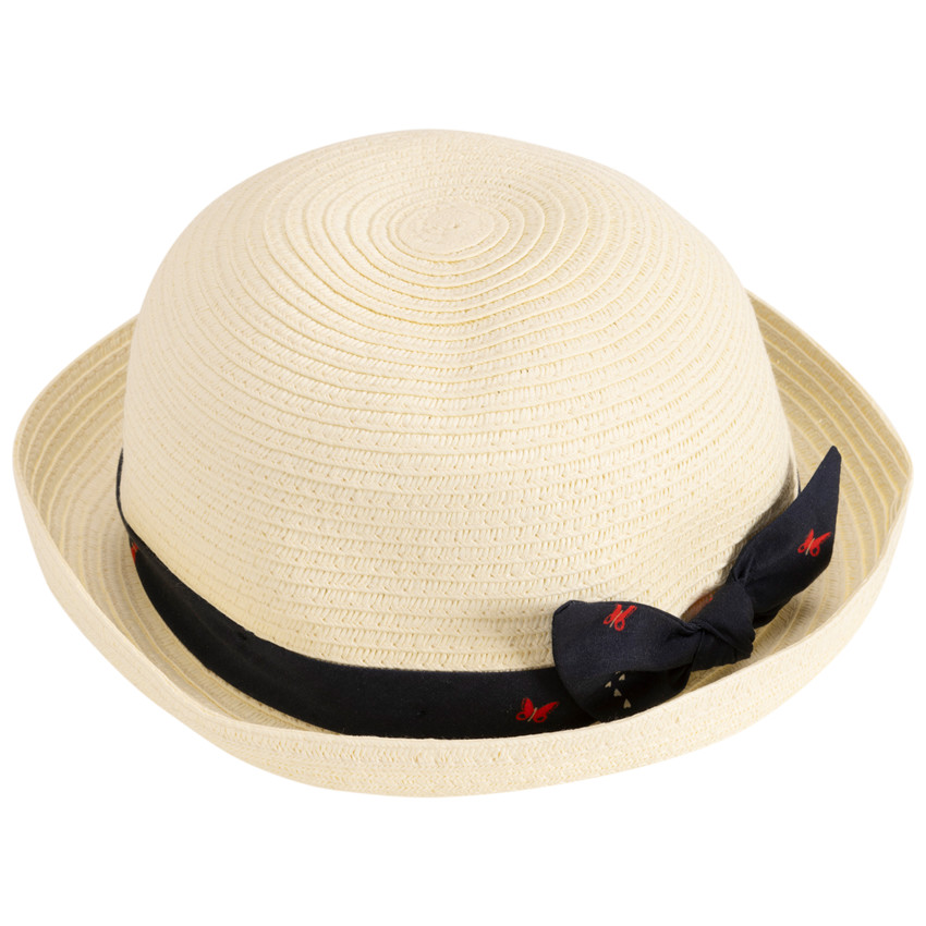 Chapeau melon avec galon papillons à nœud pour bébé fille 