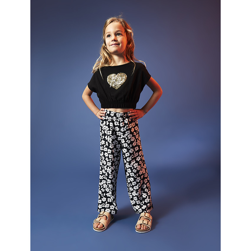 Crop top avec sequins et taille élastiquée pour fille 