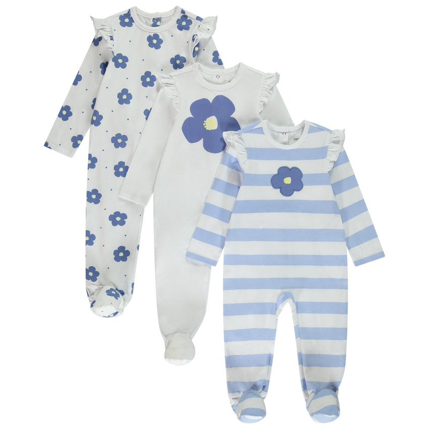 Lot de 3 dors-bien floraux pour bébé fille avec ouvertures différentes selon l&#39;âge