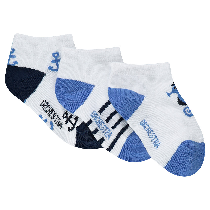 Lot de 3 paires de chaussettes courtes à motifs thème marin 