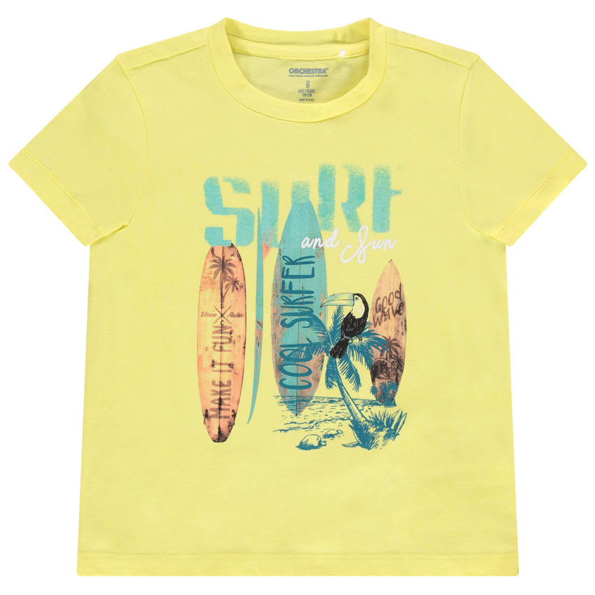 T-shirt manches courtes en coton print planches de surf 