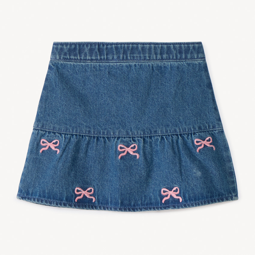 Jupe en jean à nœuds brodés pour bébé fille 