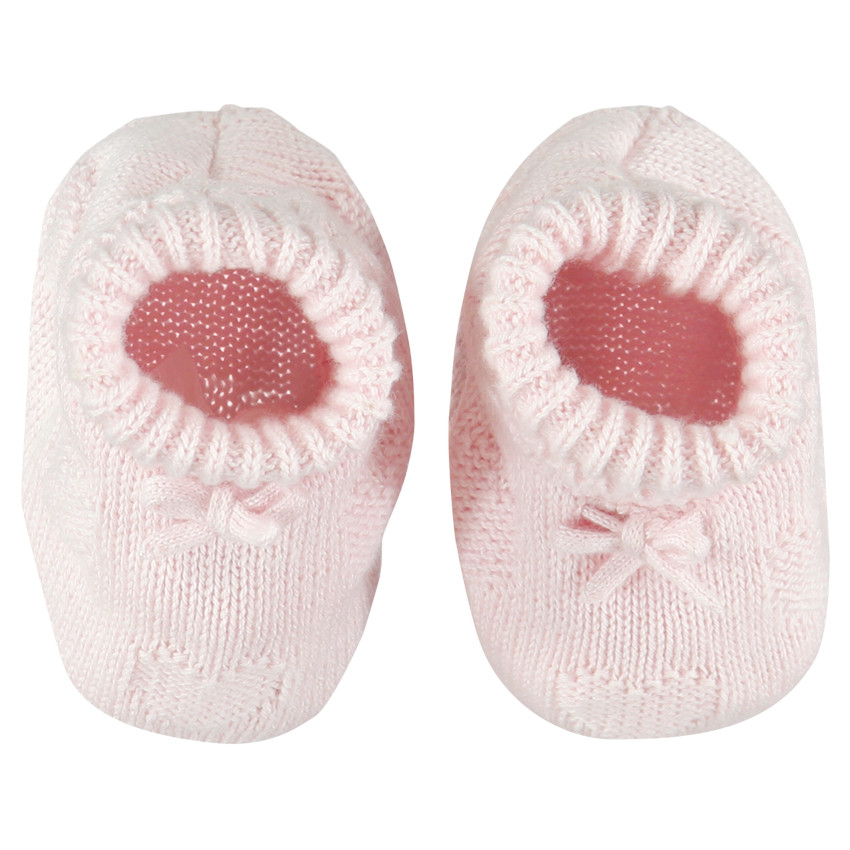 Chaussons en tricot avec nœud fantaisie pour bébé fille 