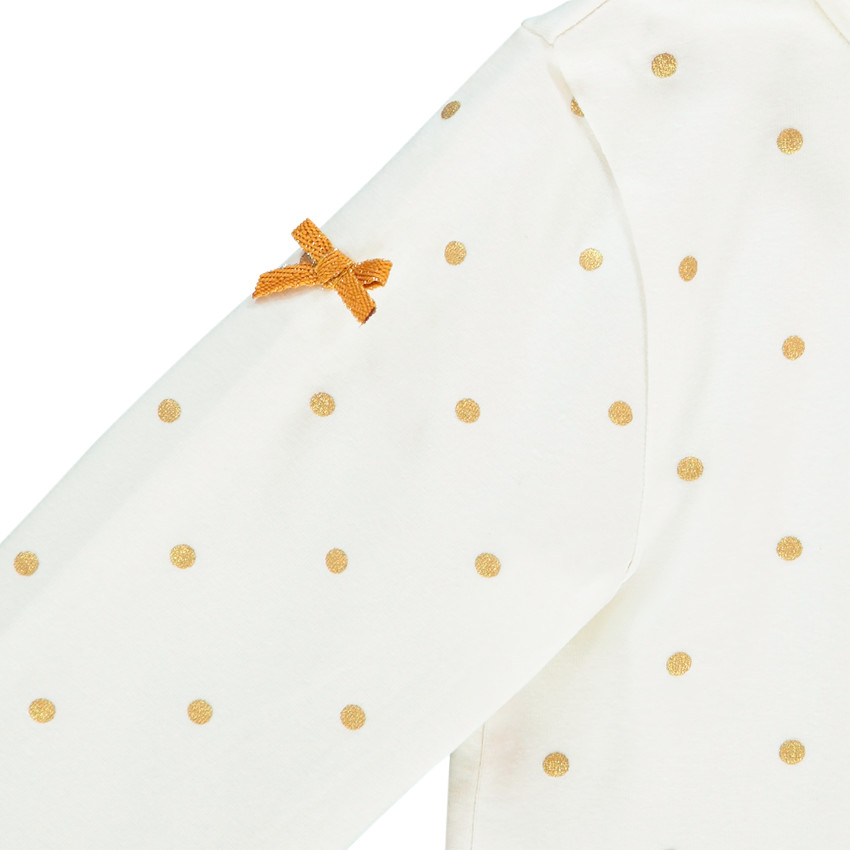 Sous-pull col cheminée à pois dorés pour bébé fille 