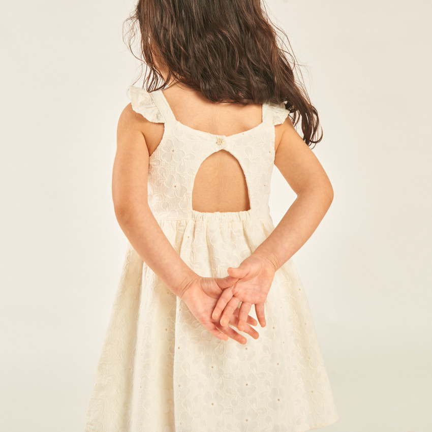 Robe à bretelles en broderie anglaise avec dos ajouré pour bébé fille 