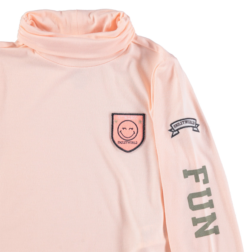 Sous-pull col cheminée à badges et inscriptions SmileyWorld 