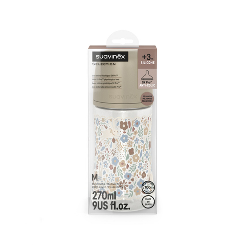 Biberon avec tétine physiologique SX PRO M 270ml Wonderland Liberty Beige 