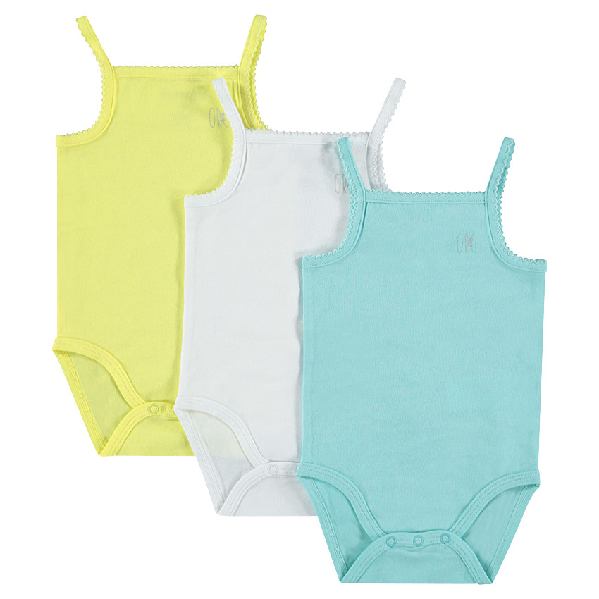 Lot de 3 bodies unis à fines bretelles