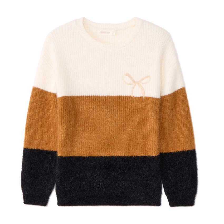 Pull en tricot oversize effet color block pour fille