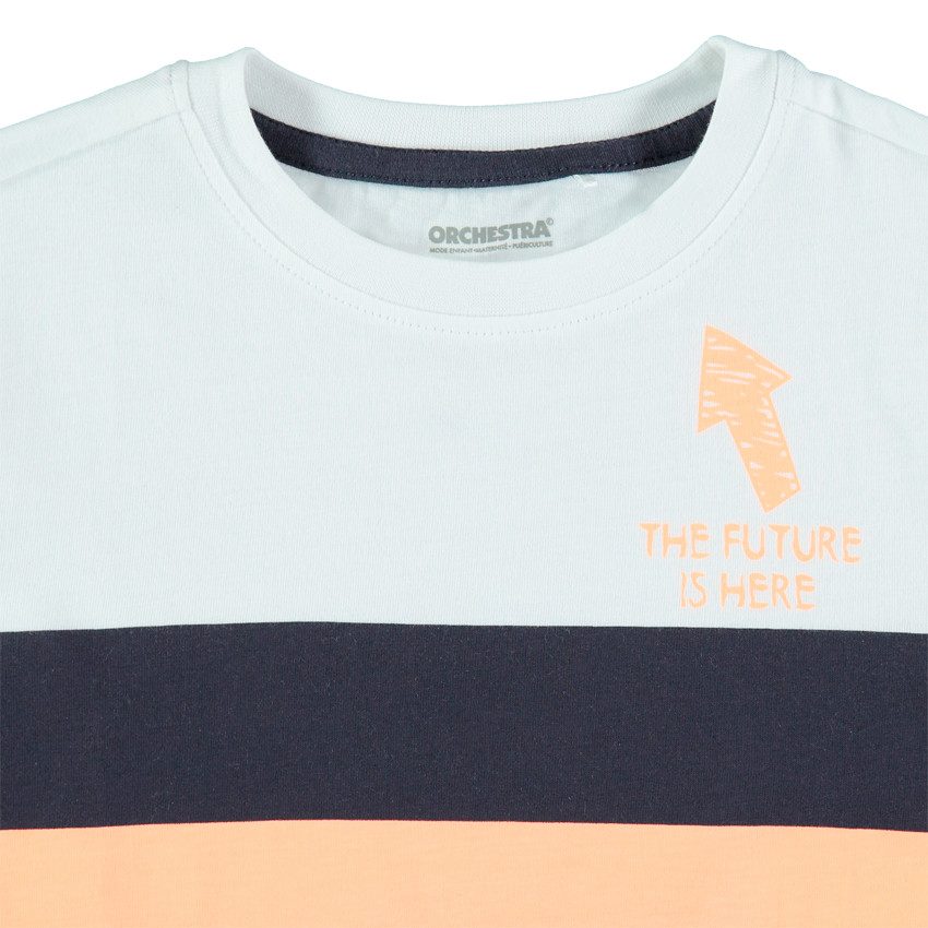T-shirt manches courtes en coton à bandes printées Main T-shirt manches courtes en coton à bandes printées