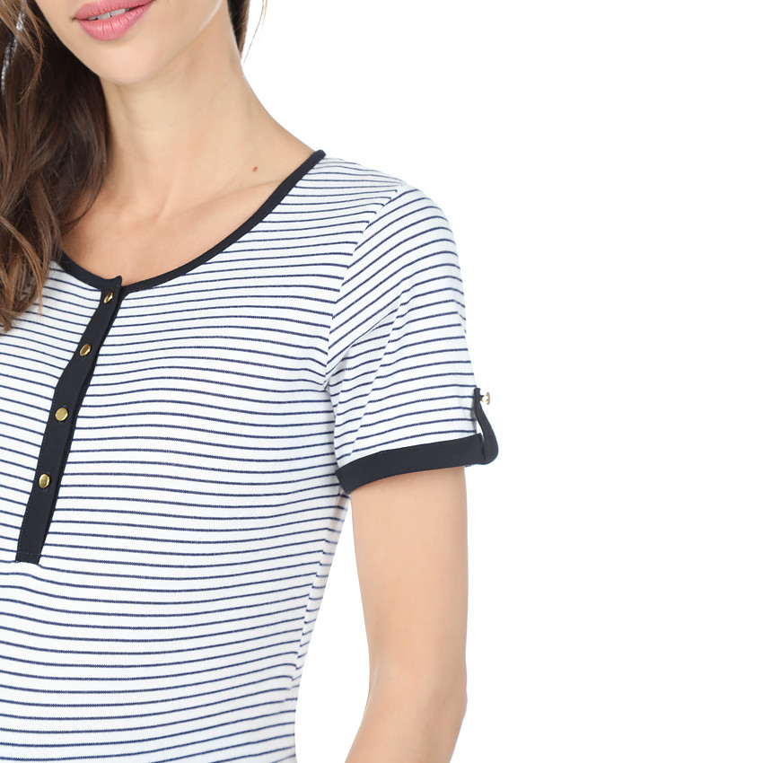 Tee-shirt manches courtes de grossesse et d'allaitement avec rayures all-over 