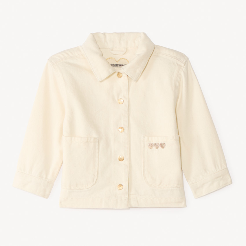 Veste en denim uni avec broderie cœurs pour bébé fille