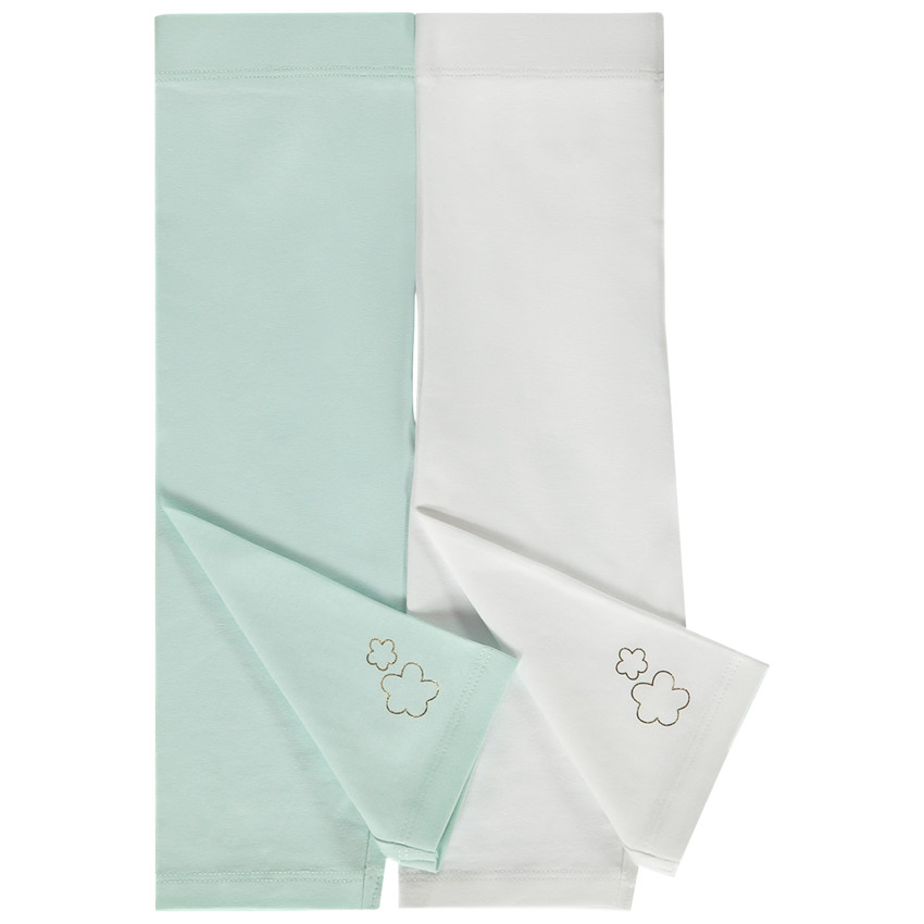 Lot de 2 corsaires unis avec fleurs pailletées pour bébé fille 