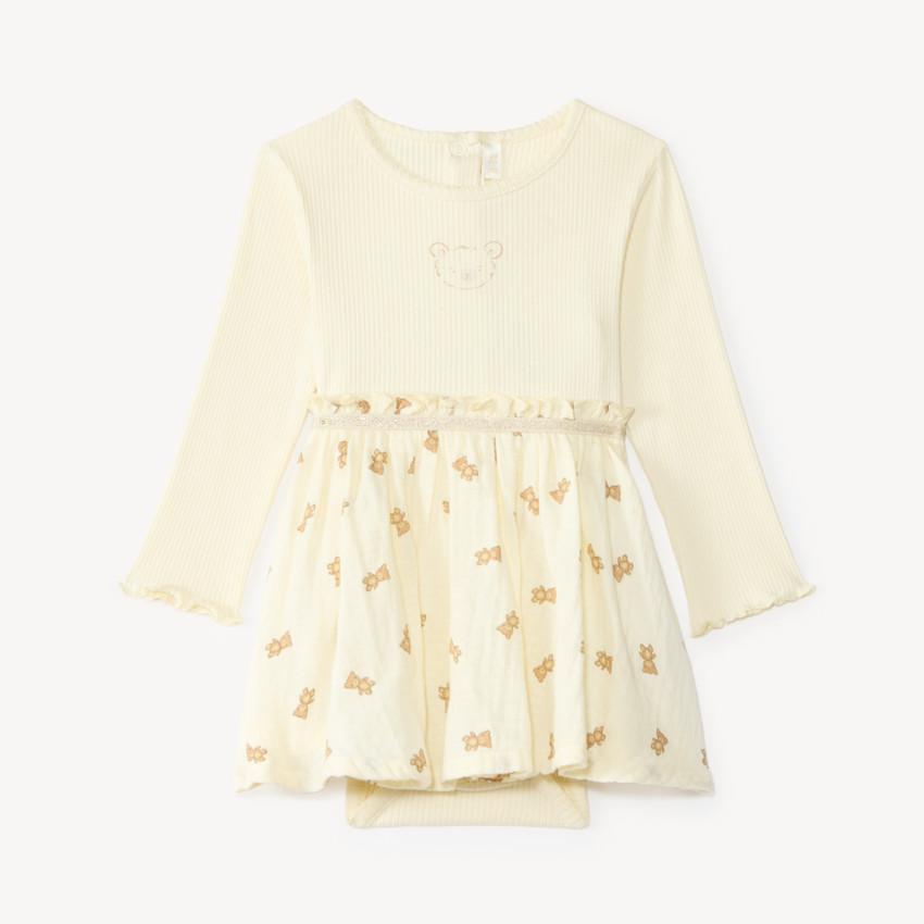 Robe effet 2 en 1 imprimé oursons pour bébé fille