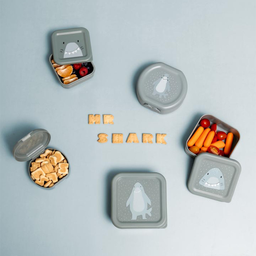 Lot de 3 lunchbox gigognes Mr. Shark gris 
