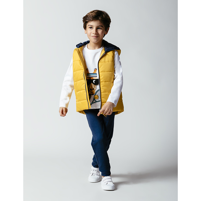 Doudoune sans manches à capuche fantaisie et imprimé cheval 