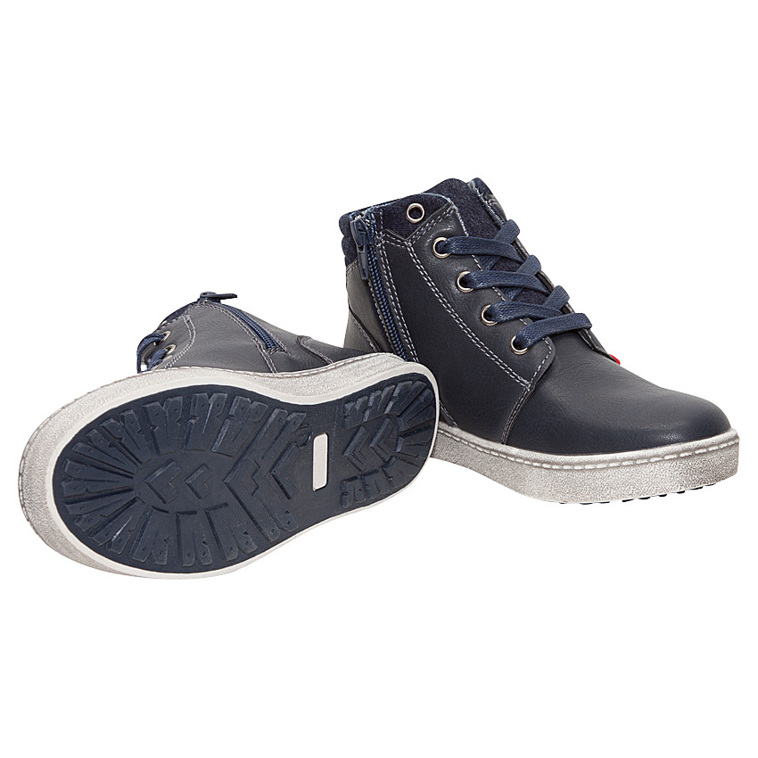 Bottillons en cuir unis à lacets et zip 