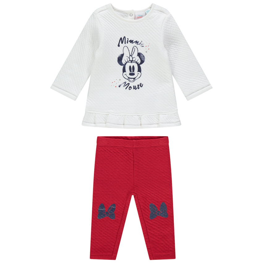 Ensemble avec tunique print Minnie Disney et legging rouge à noeuds printés 