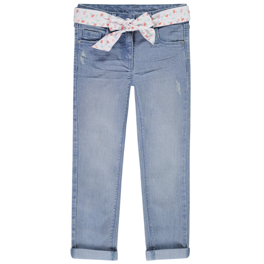 Jean slim en denim avec ceinture foulard fille