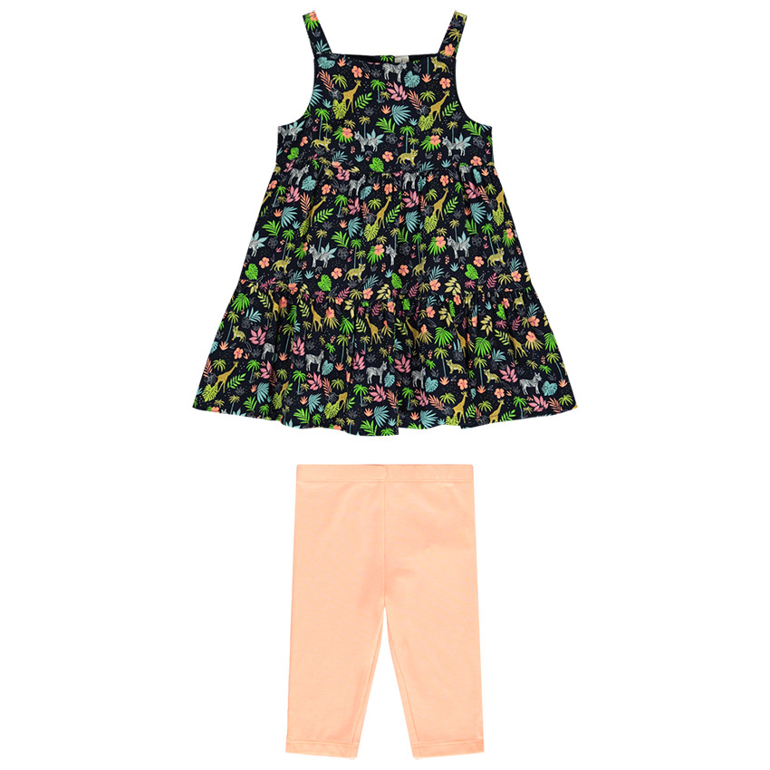 Ensemble robe à bretelles + corsaire pour bébé fille 