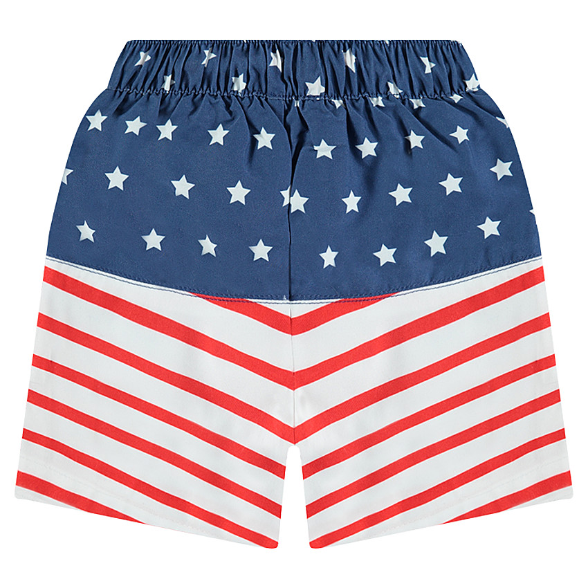 Short de bain effet drapeau avec print palmier et inscription 